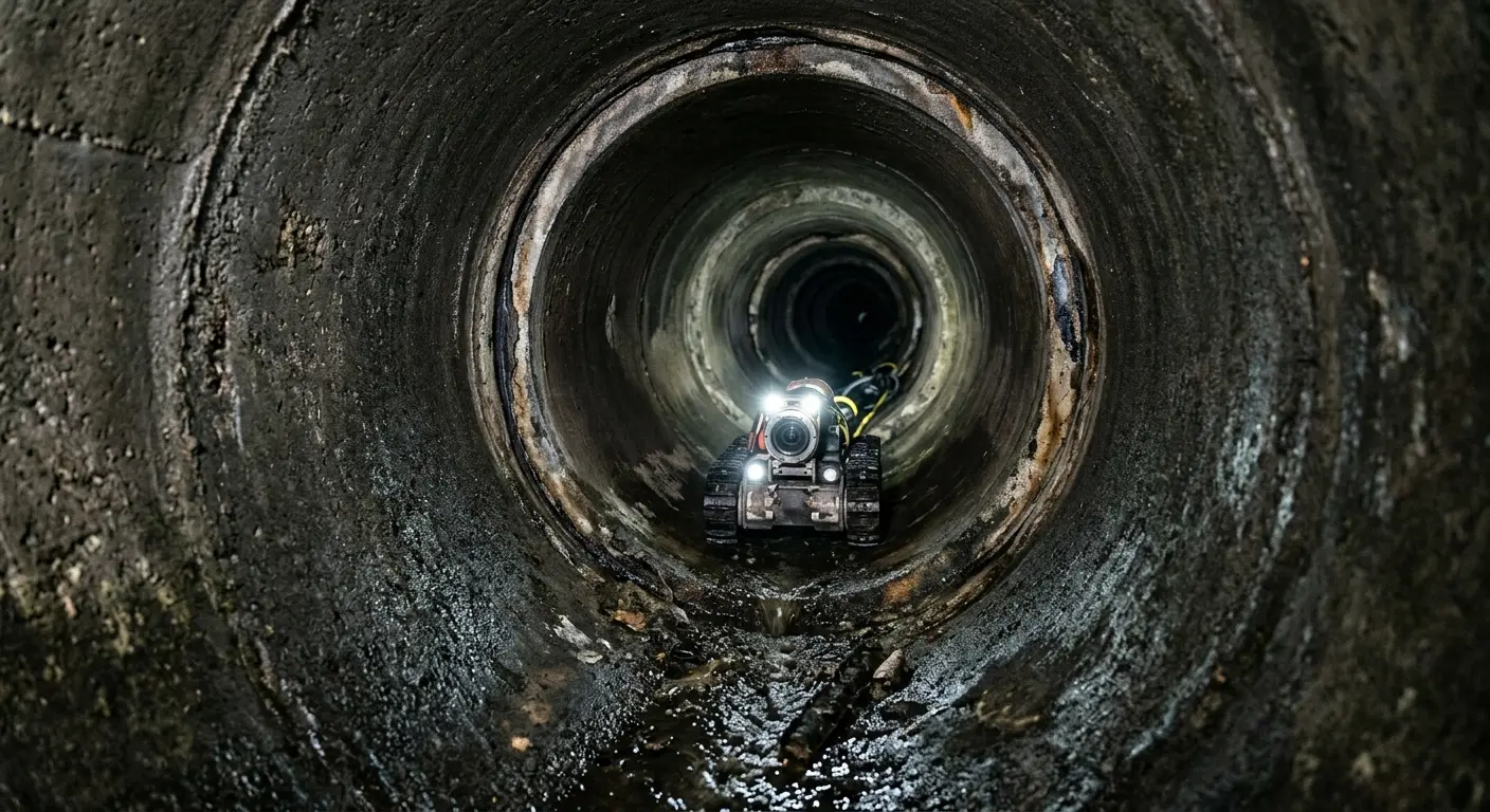 Robotic sewer camera inspecting pipe interior for Sewer Line Repair in Morrisville